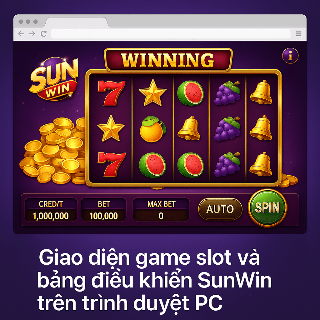 Giao diện game slot và bảng điều khiển Sunwin trên trình duyệt PC Giao diện game slot và bảng điều khiển Sunwin trên trình duyệt PC